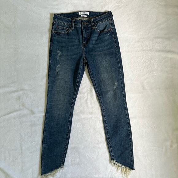Pistola High Waisted Raw Hem Distressed Skinny Jeans Denim Womens Size 27 Rugged - Picture 1 of 6